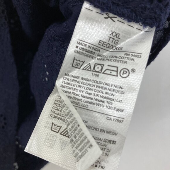 New GAP size XXL Navy Clip Dot Embroidered Eyelet Feminine Blouse Elegant - Picture 8 of 12